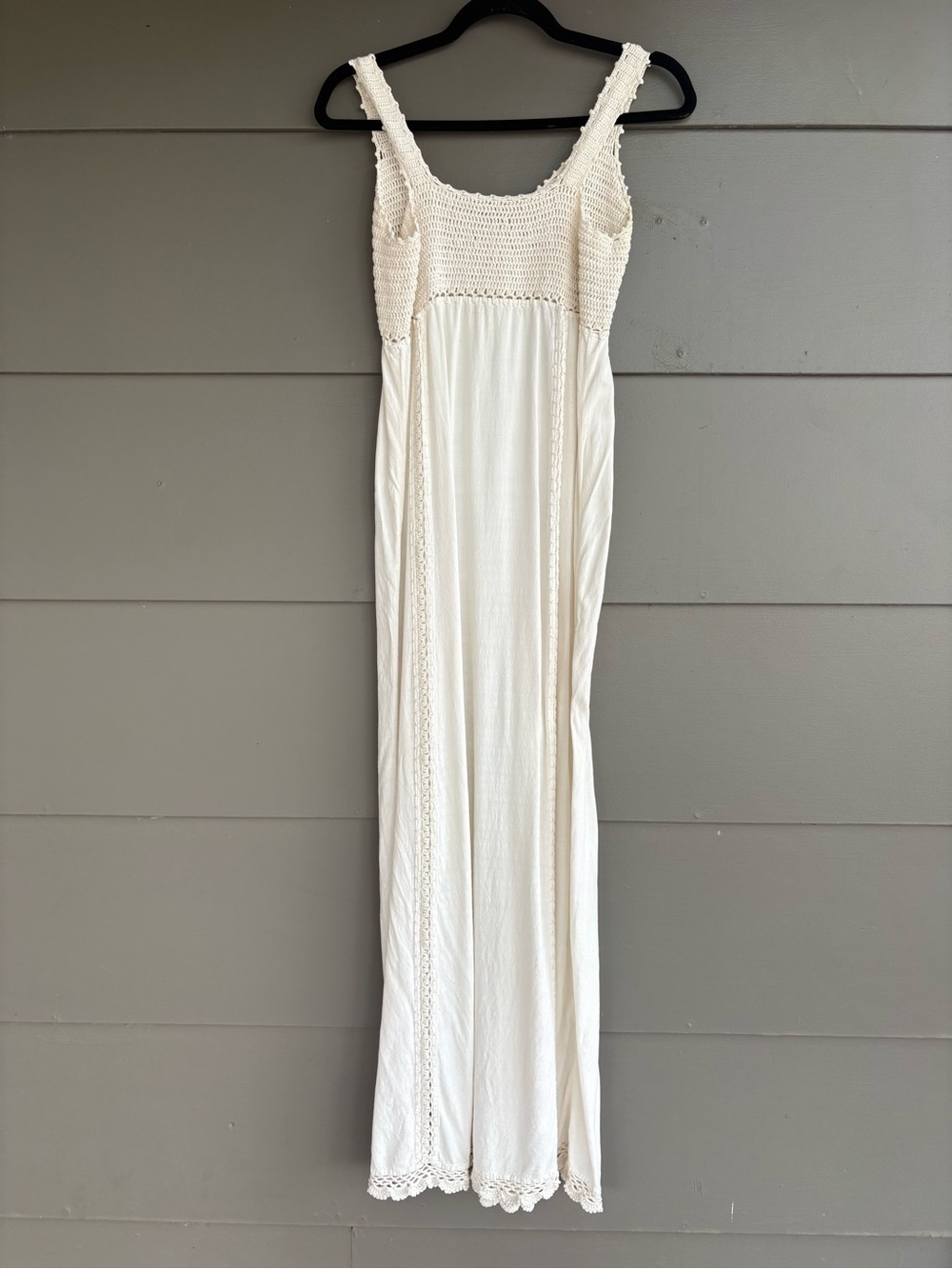 Vintage 1970’s White Linen Crochet Maxi Dress - Picture 2 of 11